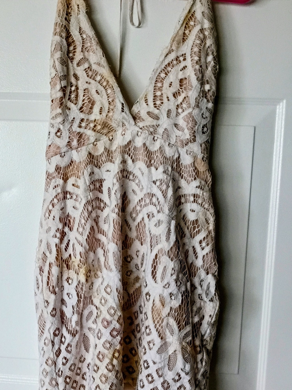 Tobi Cream Lace Midi Dress with Nude Lining
